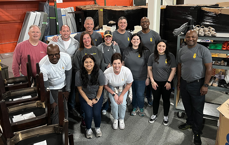 Group of Southern First bankers at a volunteer event.