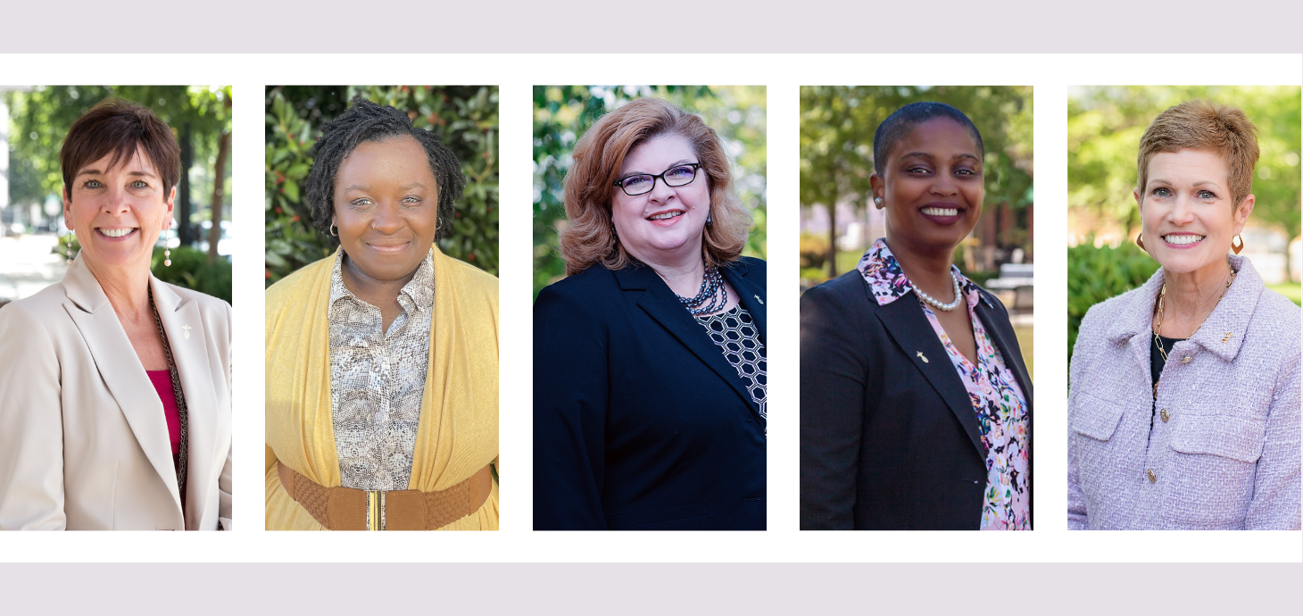 Headshots of five female Southern First bankers who spoke on the Women in Banking panel.