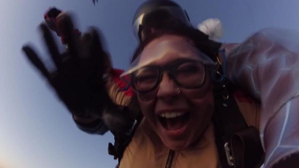 Client Experience Banker, Valentina Gonzalez, skydiving.