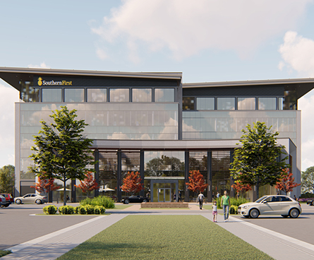 Verdae Rendering of new Greenville Southern First Headquarters.
